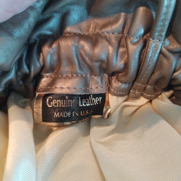 Gold Leather Studded Drawstring Bag - Picture 6 of 10